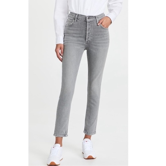 AGOLDE Jeans Nico High Rise Slim Fit Womens 24 Chime Gray Ankle Crop Neutral - Picture 1 of 15